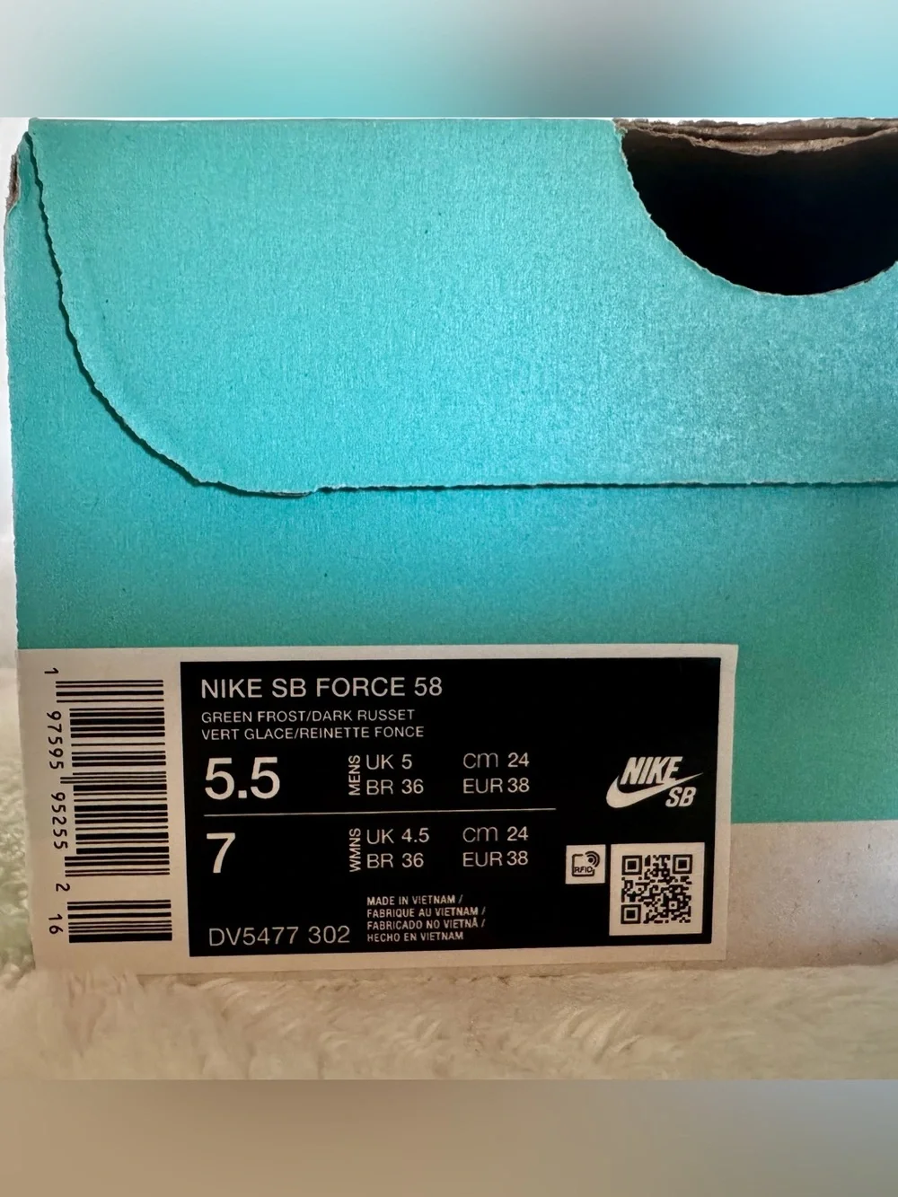 Nike SB Force 58 Skate Shoe in Green Frost / Dark Russet